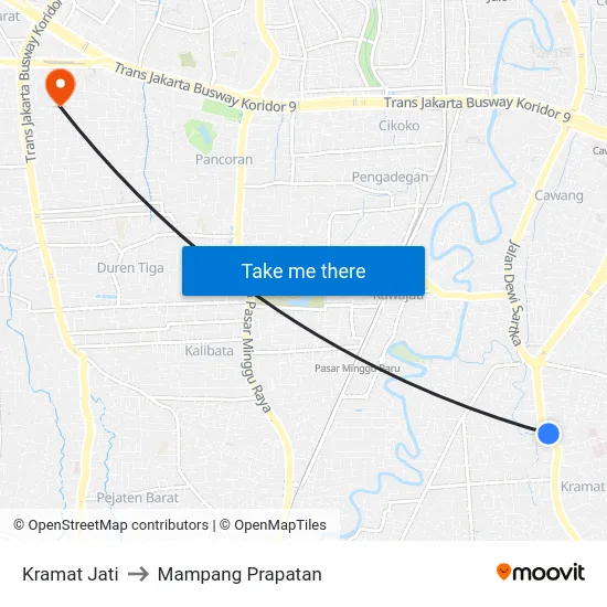 Kramat Jati to Mampang Prapatan map