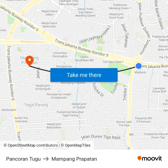 Pancoran Tugu to Mampang Prapatan map