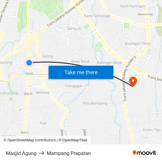Masjid Agung to Mampang Prapatan map