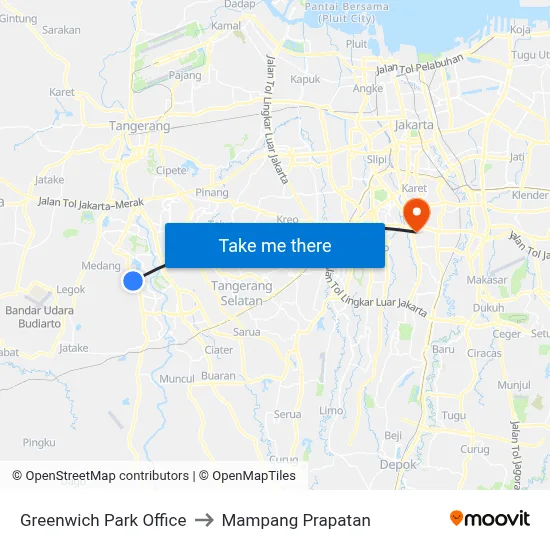 Greenwich Park Office to Mampang Prapatan map