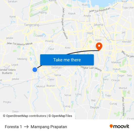 Foresta 1 to Mampang Prapatan map