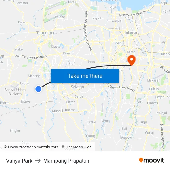 Vanya Park to Mampang Prapatan map