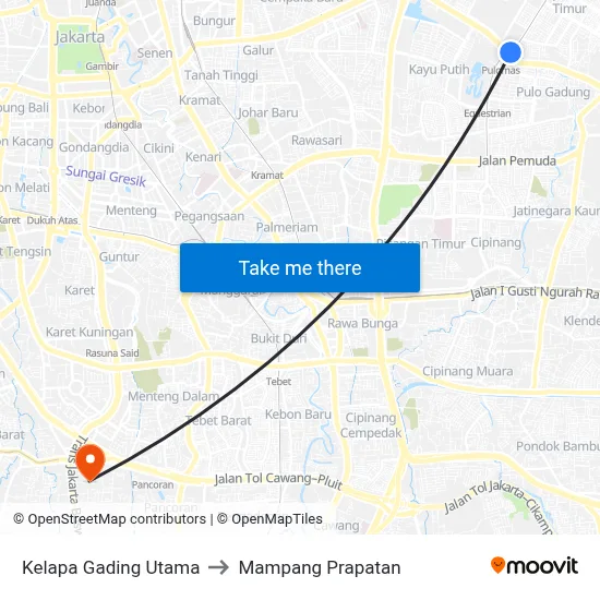 Kelapa Gading Utama to Mampang Prapatan map