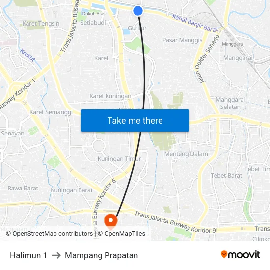Halimun 1 to Mampang Prapatan map