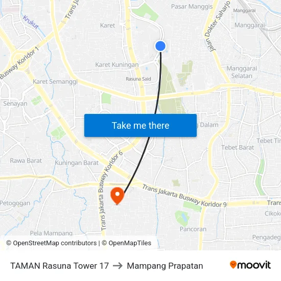 TAMAN Rasuna Tower 17 to Mampang Prapatan map