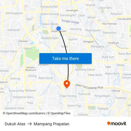 Dukuh Atas to Mampang Prapatan map