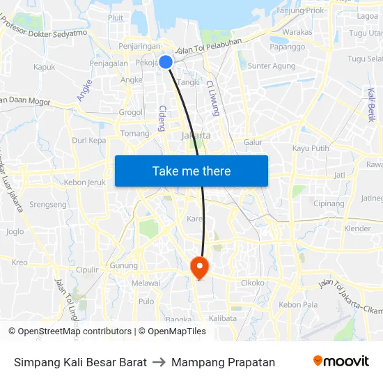 Simpang Kali Besar Barat to Mampang Prapatan map