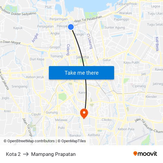 Kota 2 to Mampang Prapatan map