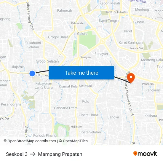 Seskoal 3 to Mampang Prapatan map