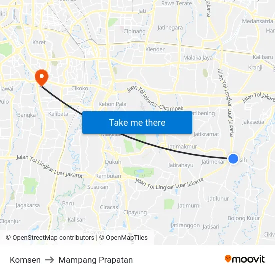 Komsen to Mampang Prapatan map
