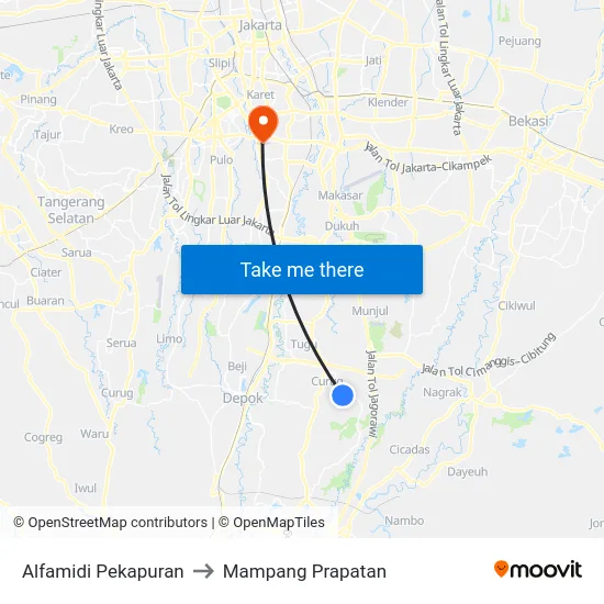 Alfamidi Pekapuran to Mampang Prapatan map