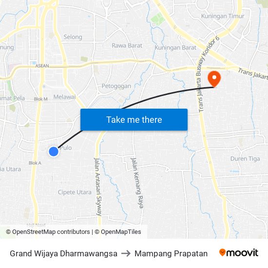 Grand Wijaya Dharmawangsa to Mampang Prapatan map