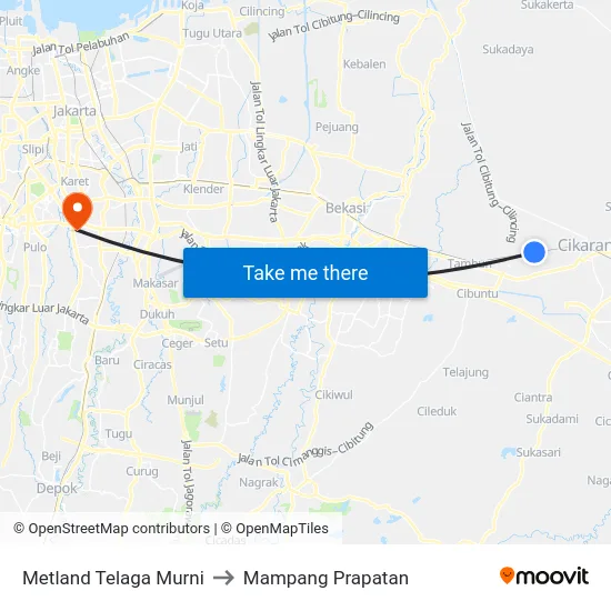 Metland Telaga Murni to Mampang Prapatan map