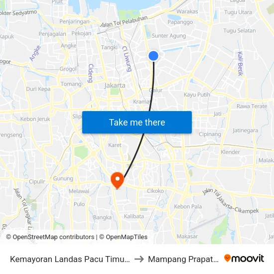 Kemayoran Landas Pacu Timur 1 to Mampang Prapatan map