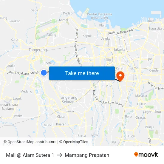 Mall @ Alam Sutera 1 to Mampang Prapatan map
