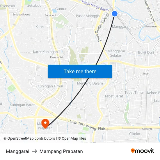Manggarai to Mampang Prapatan map