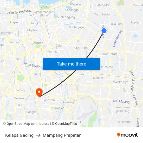 Kelapa Gading to Mampang Prapatan map