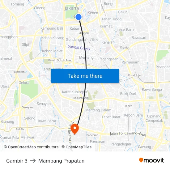 Gambir 3 to Mampang Prapatan map