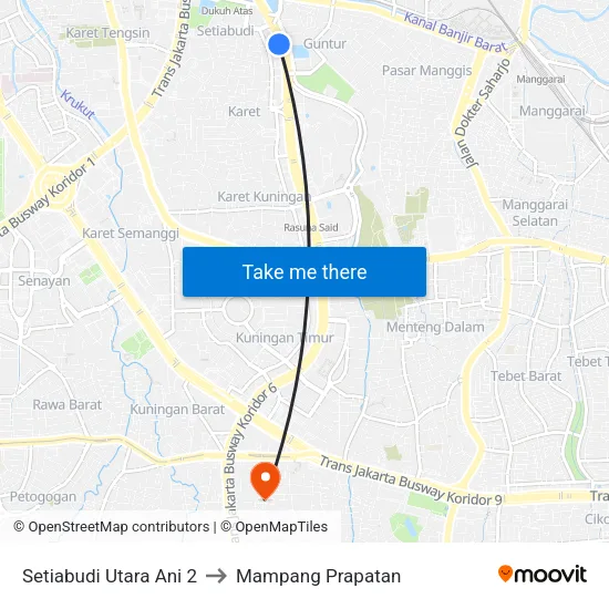 Setiabudi Utara Ani 2 to Mampang Prapatan map