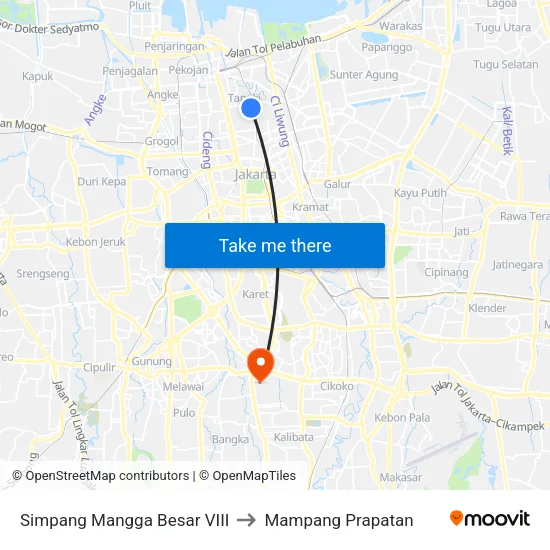 Simpang Mangga Besar VIII to Mampang Prapatan map