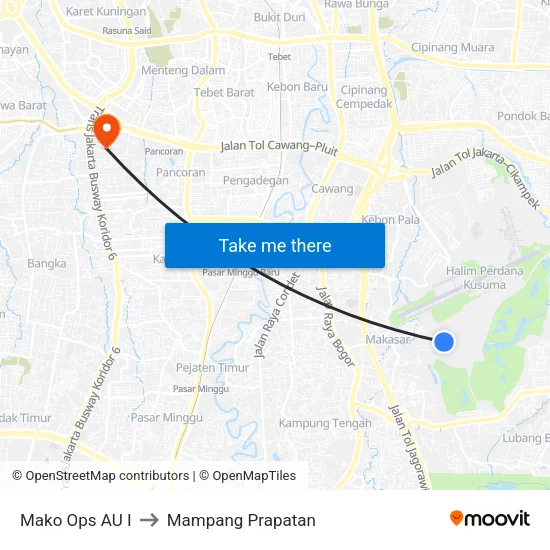 Mako Ops AU I to Mampang Prapatan map