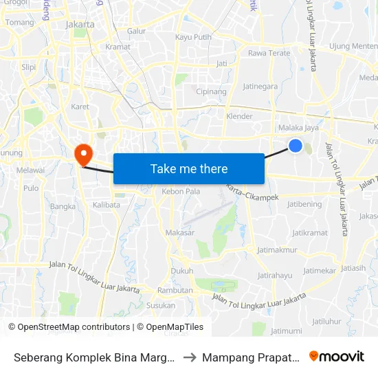 Seberang Komplek Bina Marga I to Mampang Prapatan map