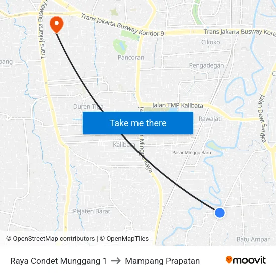 Raya Condet Munggang 1 to Mampang Prapatan map