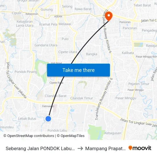 Seberang Jalan PONDOK Labu 1a to Mampang Prapatan map