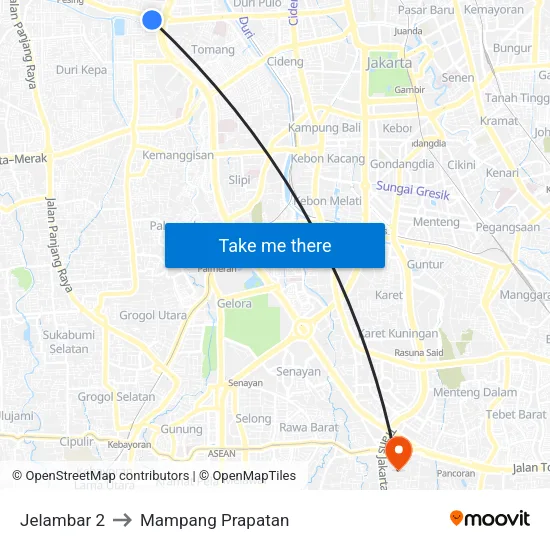 Jelambar 2 to Mampang Prapatan map