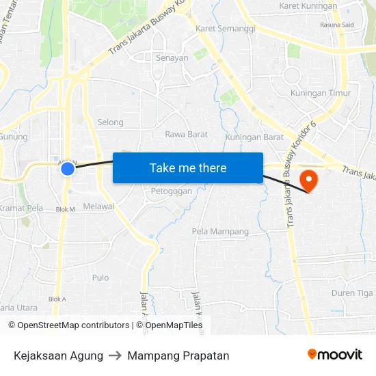 Kejaksaan Agung to Mampang Prapatan map