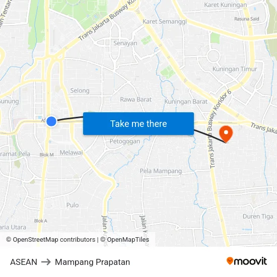 ASEAN to Mampang Prapatan map