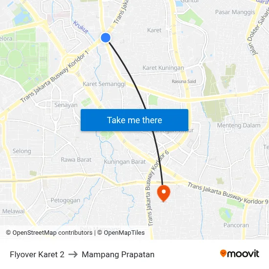Flyover Karet 2 to Mampang Prapatan map