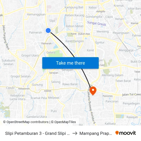 Slipi Petamburan 3 - Grand Slipi Tower to Mampang Prapatan map