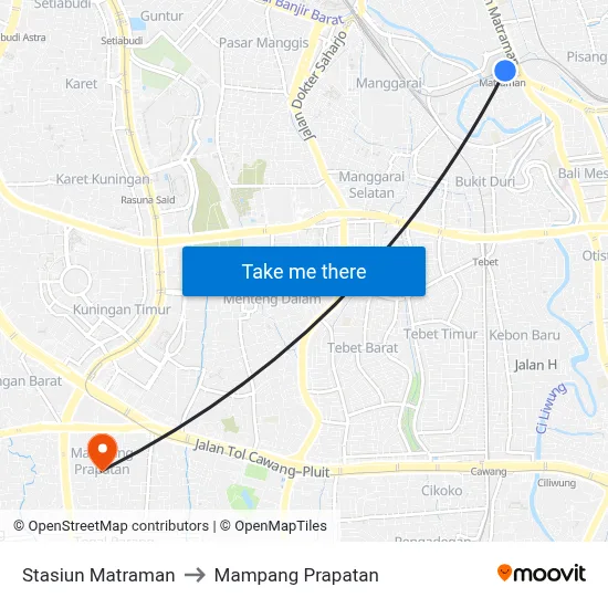 Stasiun Matraman to Mampang Prapatan map