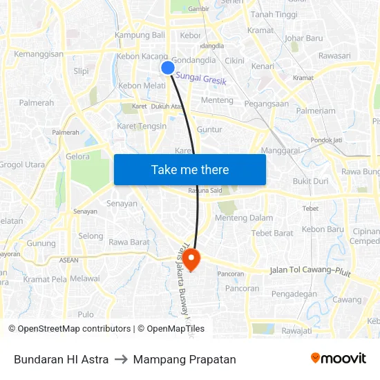 Bundaran HI Astra to Mampang Prapatan map