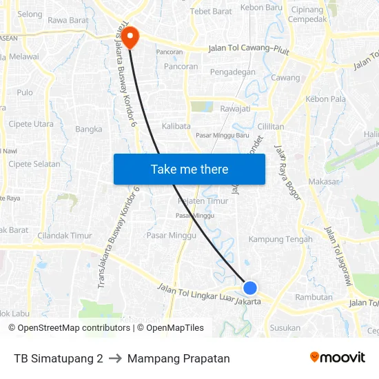 TB Simatupang 2 to Mampang Prapatan map