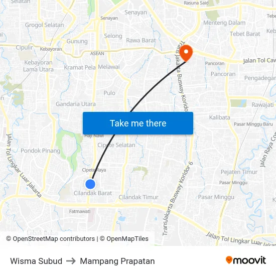 Wisma Subud to Mampang Prapatan map