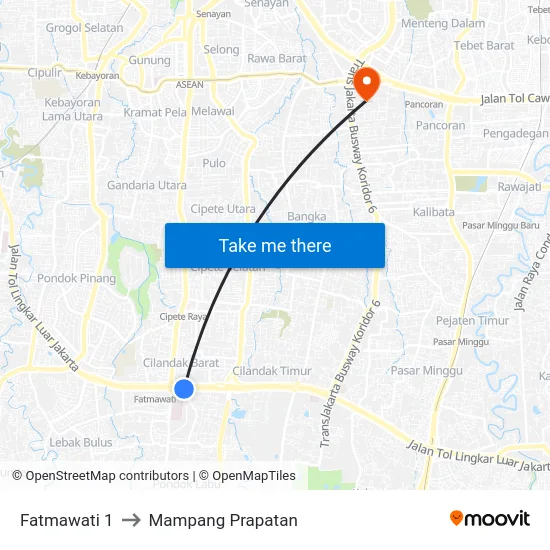 Fatmawati 1 to Mampang Prapatan map