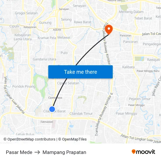 Pasar Mede to Mampang Prapatan map
