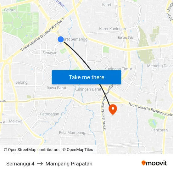 Semanggi 4 to Mampang Prapatan map