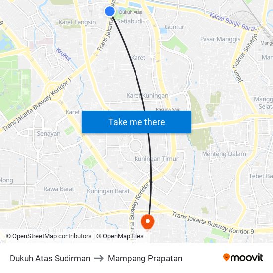 Dukuh Atas Sudirman to Mampang Prapatan map