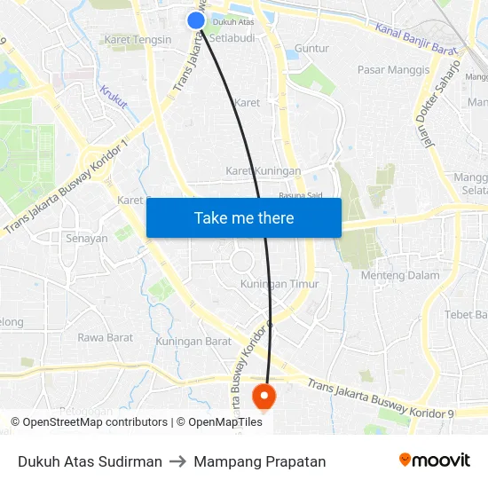 Dukuh Atas Sudirman to Mampang Prapatan map