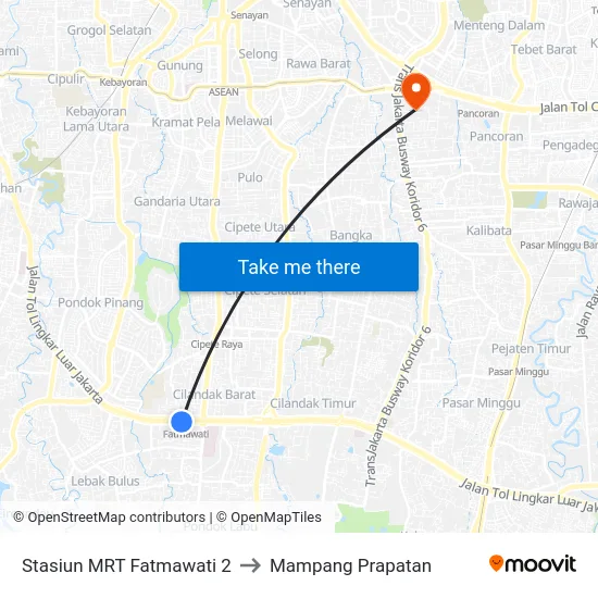 Stasiun MRT Fatmawati 2 to Mampang Prapatan map