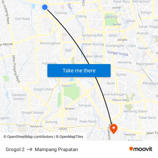 Grogol 2 to Mampang Prapatan map