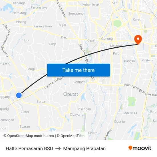 Halte Pemasaran BSD to Mampang Prapatan map