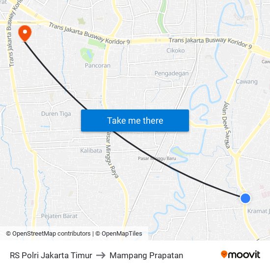 RS Polri Jakarta Timur to Mampang Prapatan map