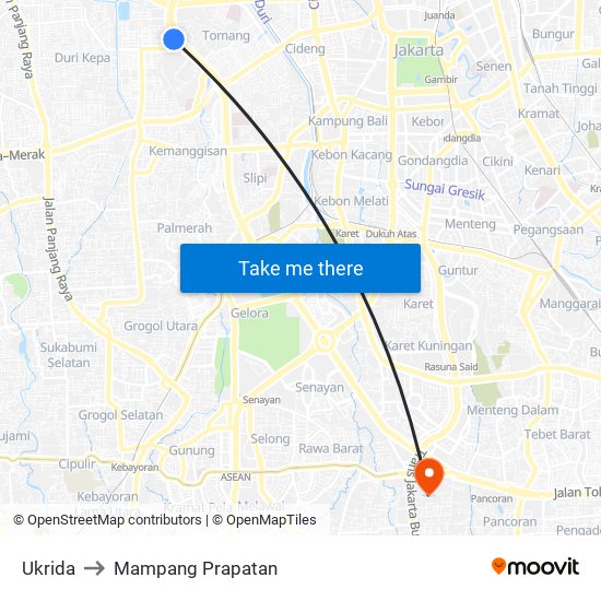 Ukrida to Mampang Prapatan map