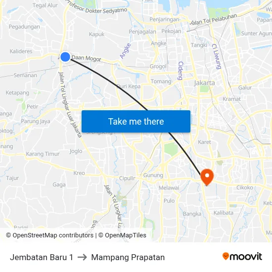 Jembatan Baru 1 to Mampang Prapatan map