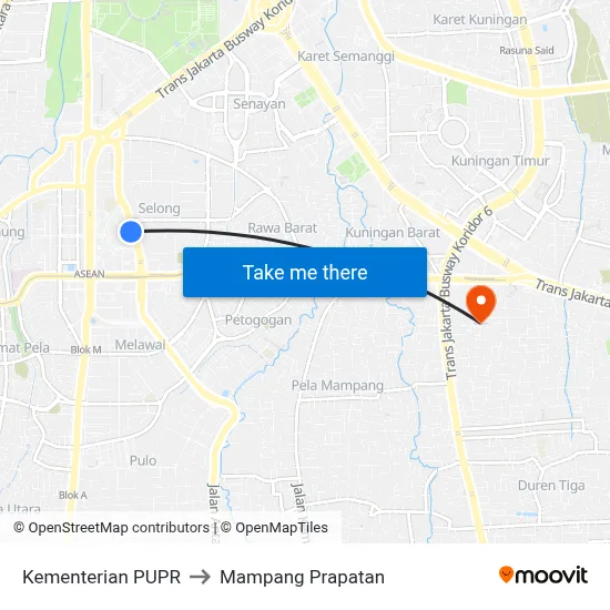 Kementerian PUPR to Mampang Prapatan map