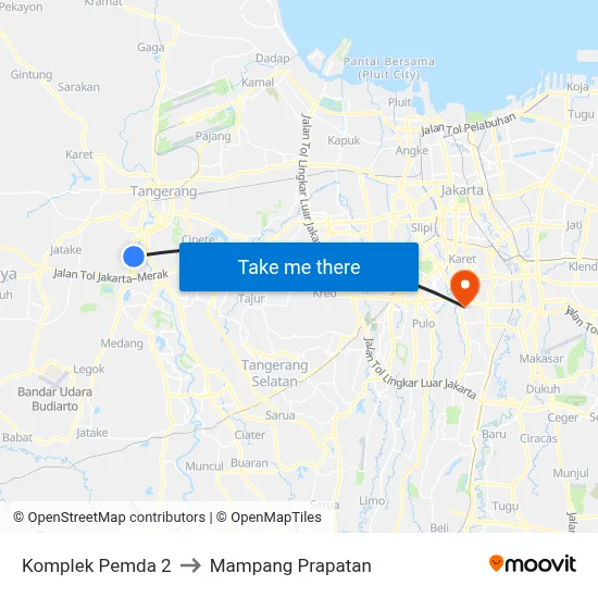 Komplek Pemda 2 to Mampang Prapatan map